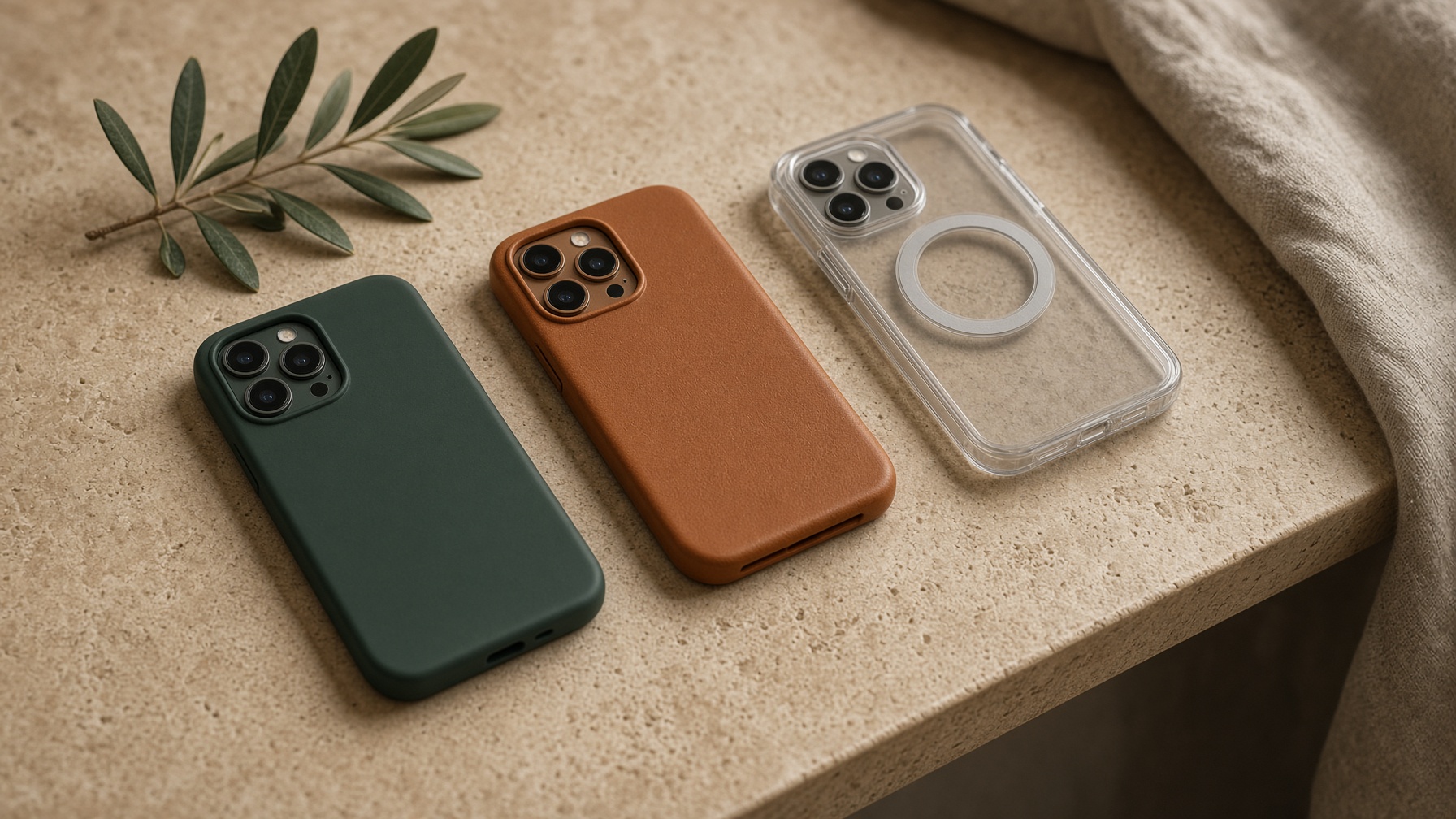 A moss-green Scrollcore case resting in a forest floor